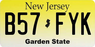 NJ license plate B57FYK
