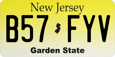 NJ license plate B57FYV