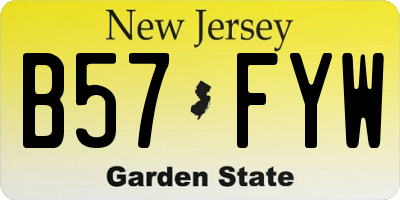 NJ license plate B57FYW