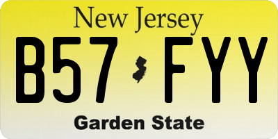 NJ license plate B57FYY