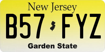 NJ license plate B57FYZ