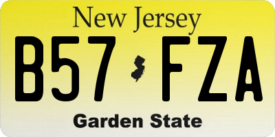 NJ license plate B57FZA