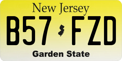 NJ license plate B57FZD