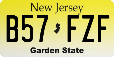 NJ license plate B57FZF