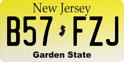 NJ license plate B57FZJ