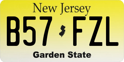 NJ license plate B57FZL