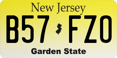 NJ license plate B57FZO