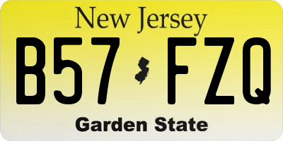 NJ license plate B57FZQ