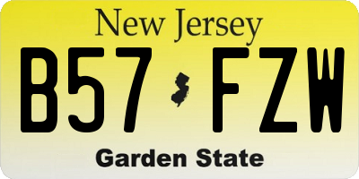 NJ license plate B57FZW