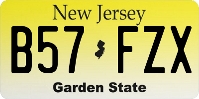 NJ license plate B57FZX