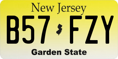 NJ license plate B57FZY