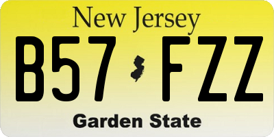 NJ license plate B57FZZ