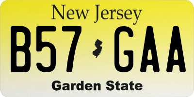 NJ license plate B57GAA