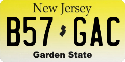 NJ license plate B57GAC