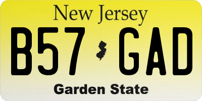 NJ license plate B57GAD