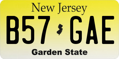NJ license plate B57GAE
