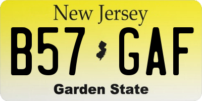 NJ license plate B57GAF