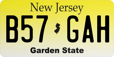 NJ license plate B57GAH