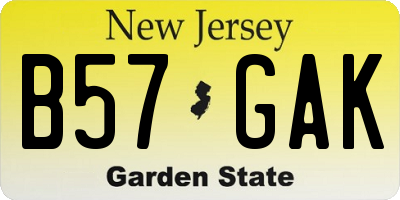 NJ license plate B57GAK