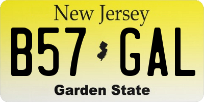 NJ license plate B57GAL