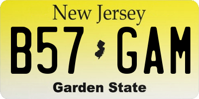 NJ license plate B57GAM