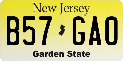 NJ license plate B57GAO