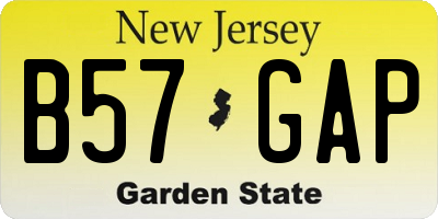 NJ license plate B57GAP