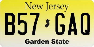 NJ license plate B57GAQ