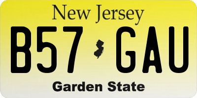 NJ license plate B57GAU