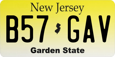 NJ license plate B57GAV