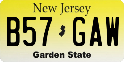 NJ license plate B57GAW