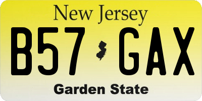 NJ license plate B57GAX