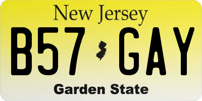 NJ license plate B57GAY