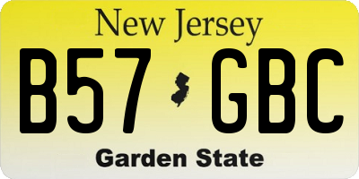 NJ license plate B57GBC
