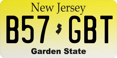 NJ license plate B57GBT