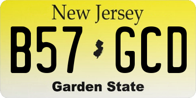 NJ license plate B57GCD