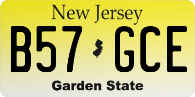 NJ license plate B57GCE