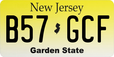 NJ license plate B57GCF