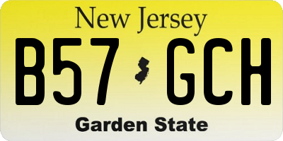 NJ license plate B57GCH