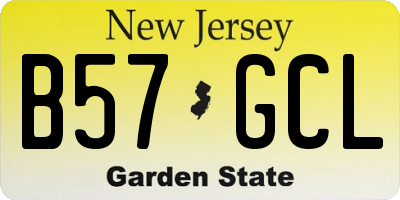 NJ license plate B57GCL