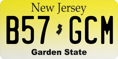 NJ license plate B57GCM