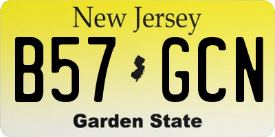 NJ license plate B57GCN