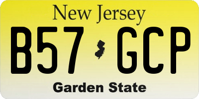NJ license plate B57GCP