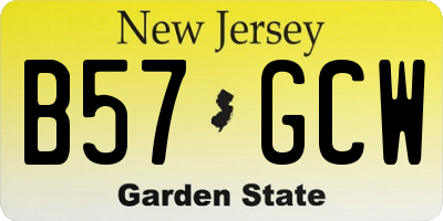 NJ license plate B57GCW