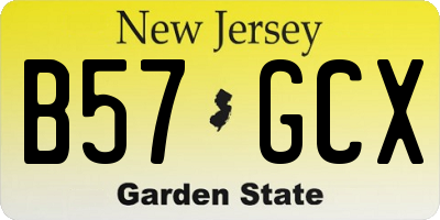 NJ license plate B57GCX