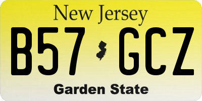 NJ license plate B57GCZ