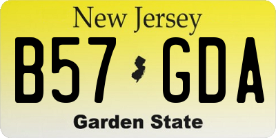 NJ license plate B57GDA