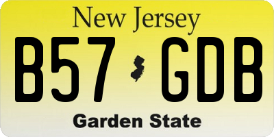 NJ license plate B57GDB