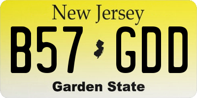 NJ license plate B57GDD