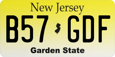 NJ license plate B57GDF
